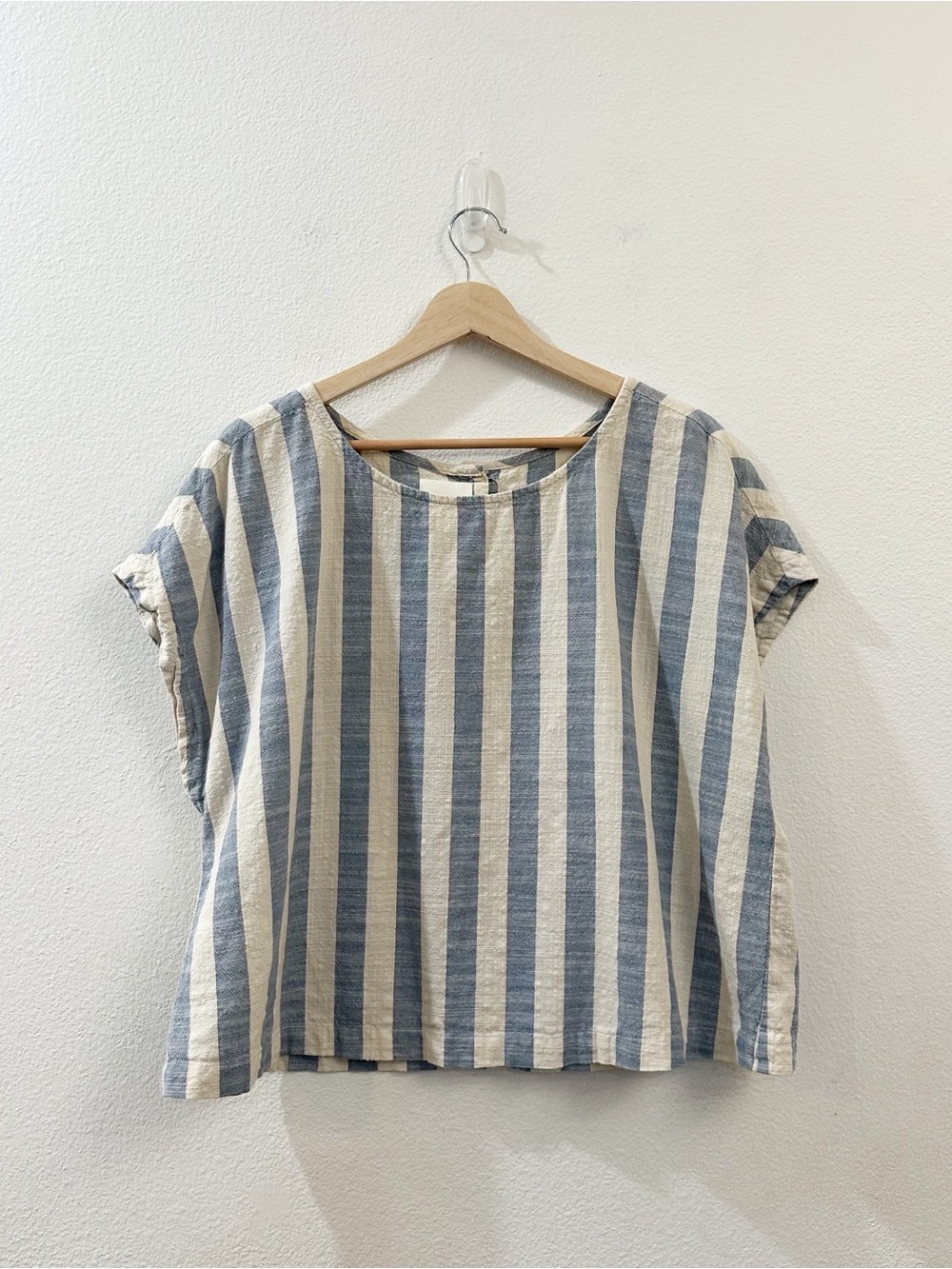 Anthropologie Maeve Dulcy Tee Striped Short Sleeve Button Back Shirt Size XL - Picture 3 of 10